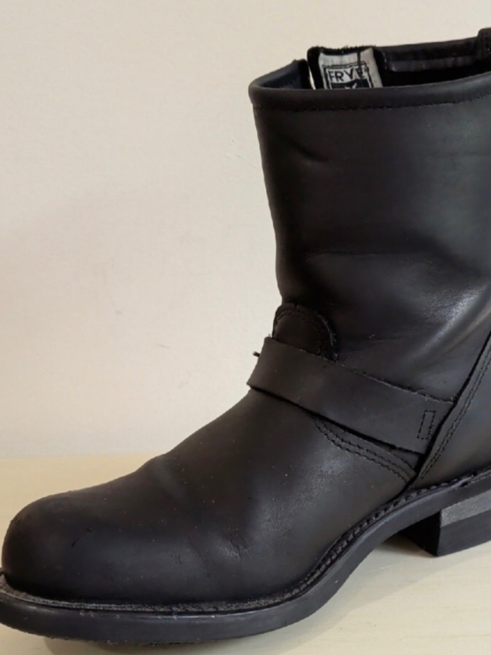FRYE Leather Engineer Boots, Women’s Size 9, Black with Silvertone Buckle - Picture 6 of 14